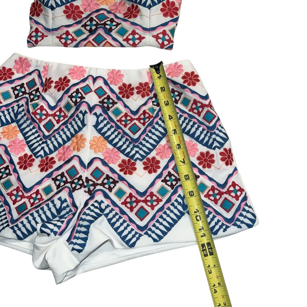 LULUS Rhythm is Gonna Get You Embroidered White Shorts & Top Size S - Picture 9 of 12